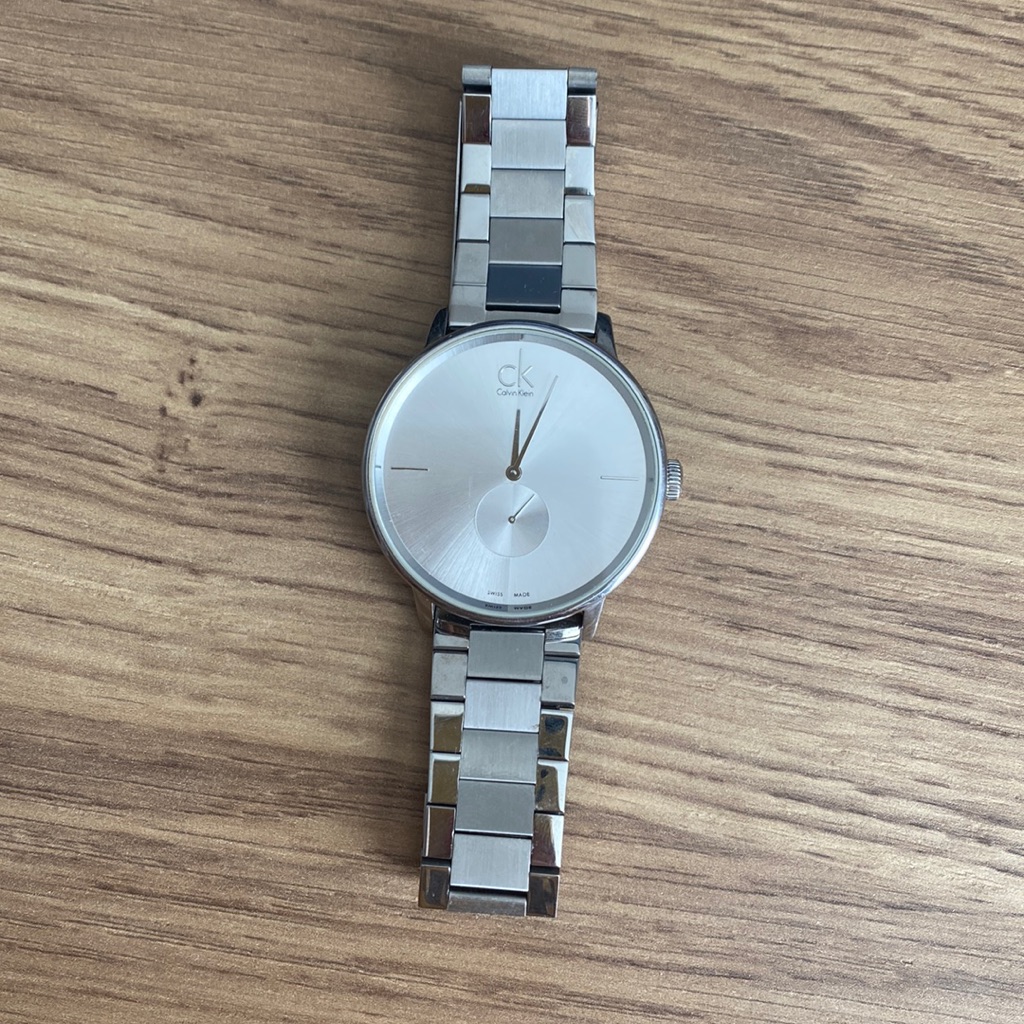 Calvin Klein Silver Stainless Steel Minimalist Watch